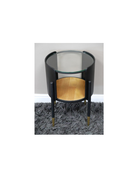 Petite table d'appoint ronde avec plateau verre