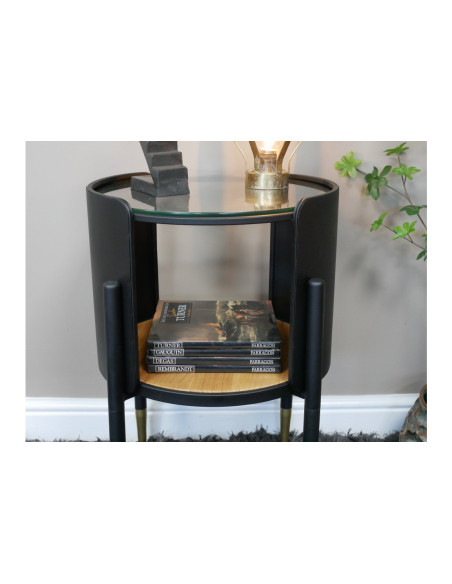 Petite table d'appoint ronde avec plateau verre