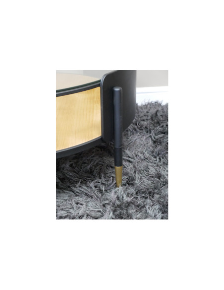 Table basse ronde en métal et verre