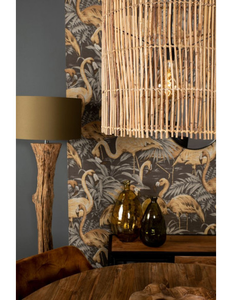 Grande suspension en bambou et rotin