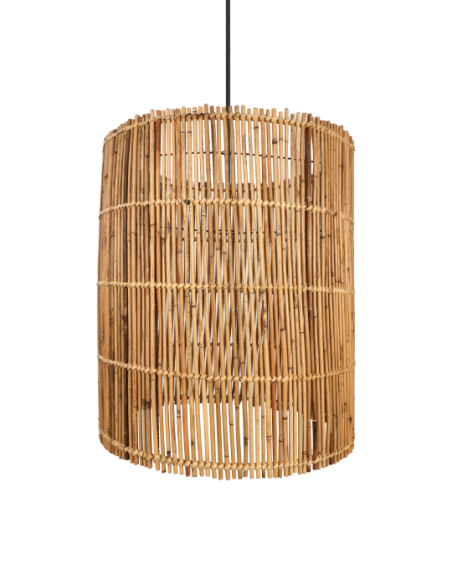 Grande suspension en bambou et rotin