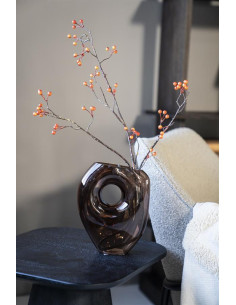 Vase déco en verre teinté brun 2