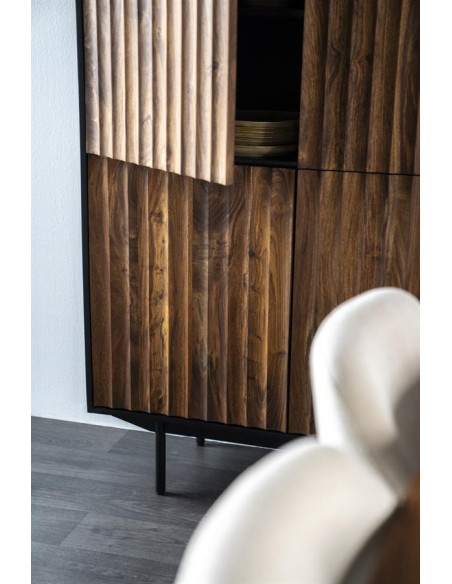 Armoire 4 portes texturées noire et marron Alexander
