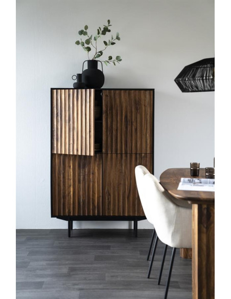 Armoire 4 portes texturées noire et marron Alexander