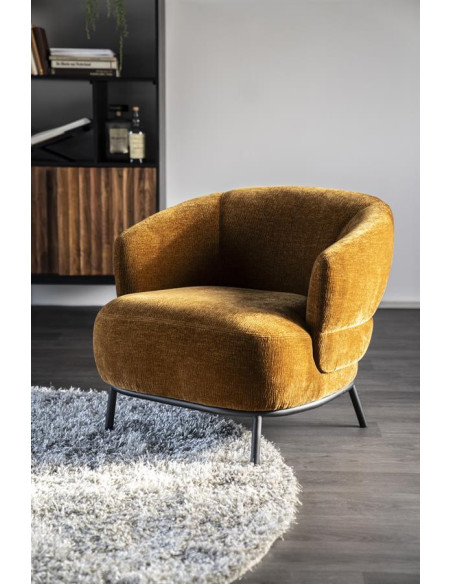 Fauteuil lounge arrondi en tissu David