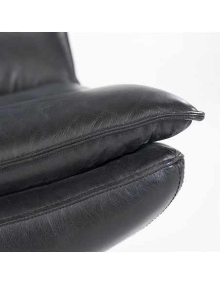 Fauteuil lounge et rotatif confortable en cuir Sven
