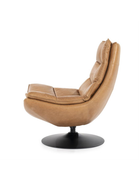 Fauteuil lounge et rotatif confortable en cuir Sven