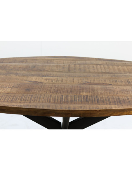 Grande table de repas ovale en manguier massif piètement étoile 220 cm