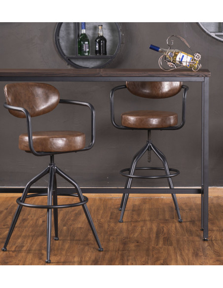Fauteuil de bar assise ajustable en hauteur