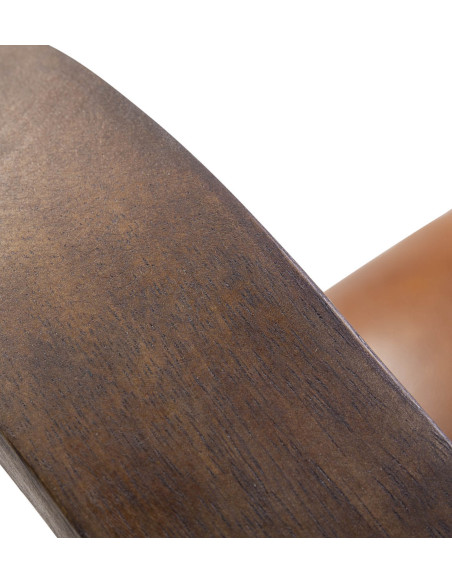 Fauteuil de salon en cuir avec accoudoirs bois