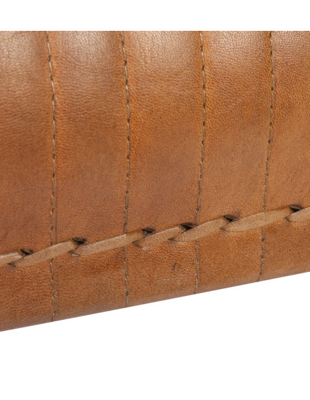 Fauteuil de salon en cuir avec accoudoirs bois