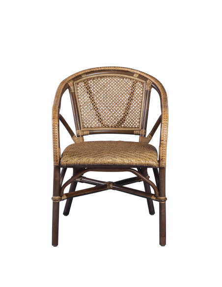 Fauteuil bistrot en rotin assise tressée