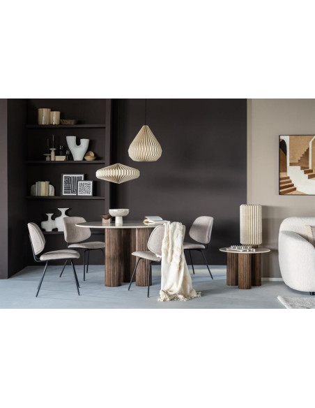 Table basse ronde en marbre et manguier Xavi