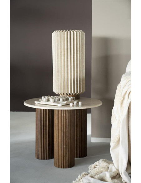 Table basse ronde en marbre et manguier Xavi