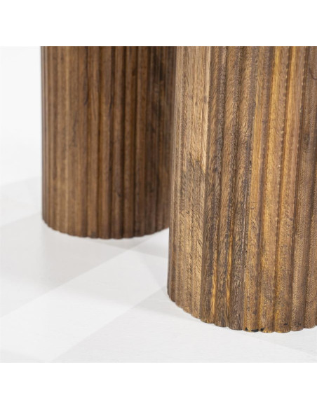 Table basse ronde en marbre et manguier Xavi