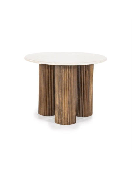 Table basse ronde en marbre et manguier Xavi