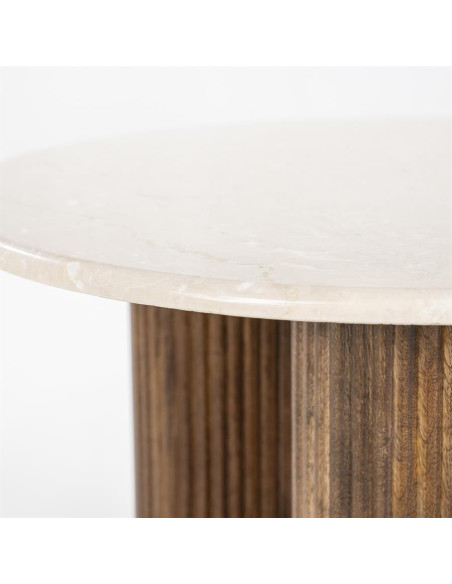 Table basse ronde en marbre et manguier Xavi