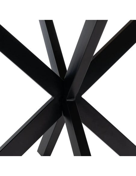 Table de repas ronde en bois massif de manguier et pieds en métal 130 cm