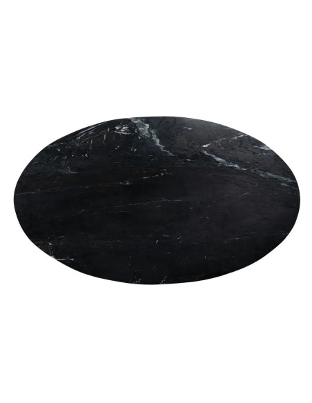 Table de salon ovale en marbre noir et pied métal étoile