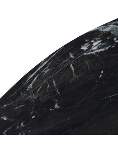 Table de salon ovale en marbre noir et pied métal étoile