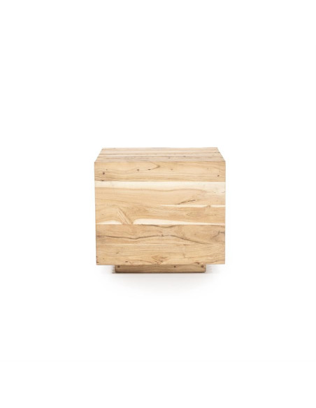Table basse cubique en manguier strié Tom