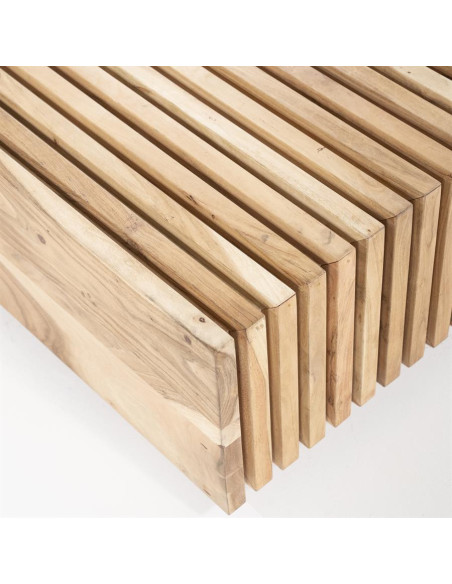 Table basse cubique en manguier strié Tom