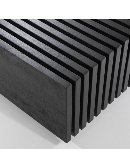 Table basse cubique en manguier strié Tom