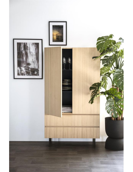 Armoire haute en chêne 2 portes et 2 tiroirs Thomas