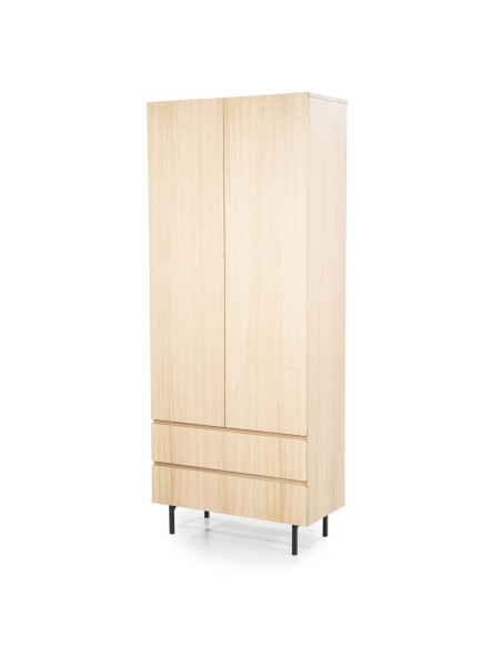 Armoire haute en chêne 2 portes et 2 tiroirs Thomas