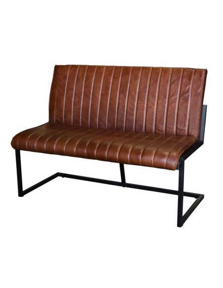 Banquette style bistrot en cuir marron vintage Lucy