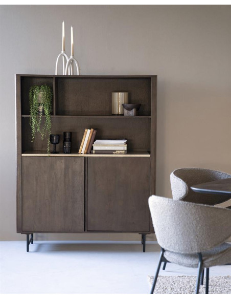 Buffet haut 2 portes et étagères Lio