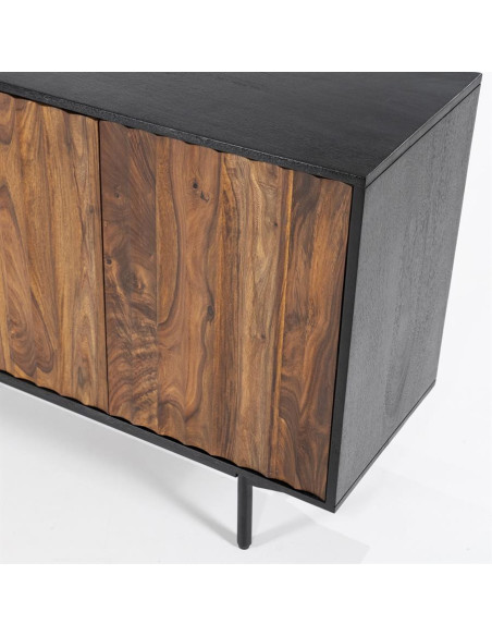 Buffet en bois de sesham strié Alexander