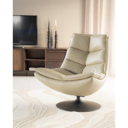 Fauteuil en cuir lounge Sven