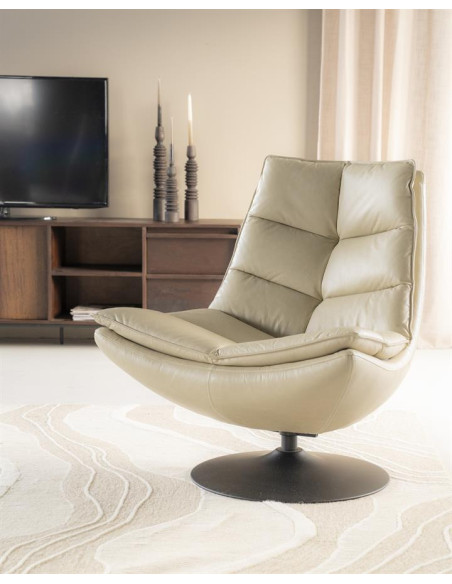 Fauteuil lounge et rotatif confortable en cuir Sven