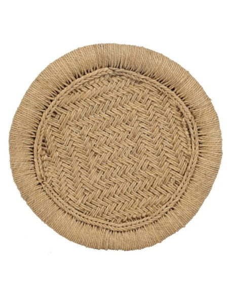 Lot de 2 poufs ronds en bambou et fibre naturelle