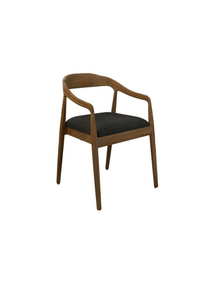 Chaise de repas scandinave en teck avec assise rembourrée