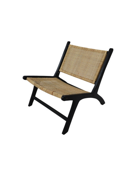 Fauteuil de salon lounge en teck et rotin