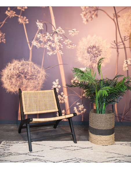 Fauteuil de salon lounge en teck et rotin