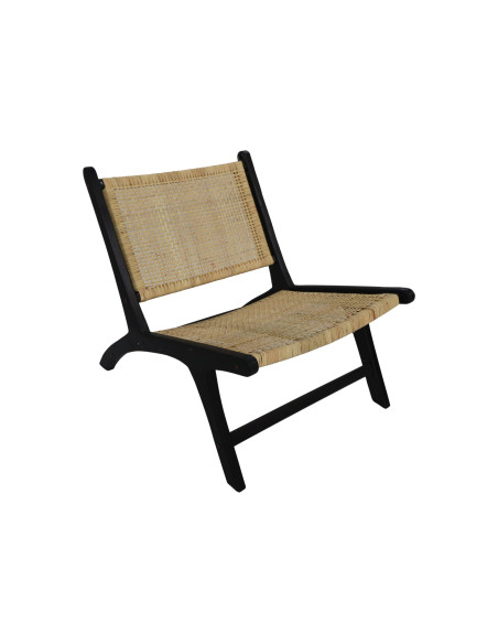 Fauteuil de salon lounge en teck et rotin