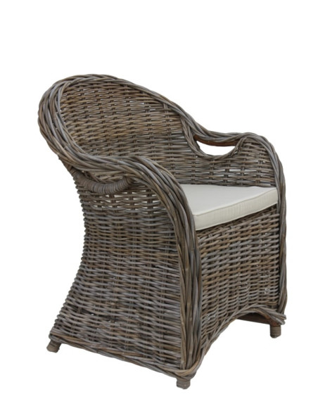 Fauteuil en rotin naturel avec coussin confortable