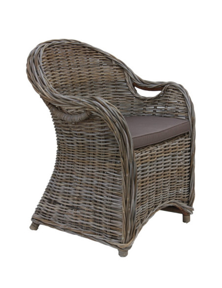 Fauteuil en rotin naturel avec coussin confortable