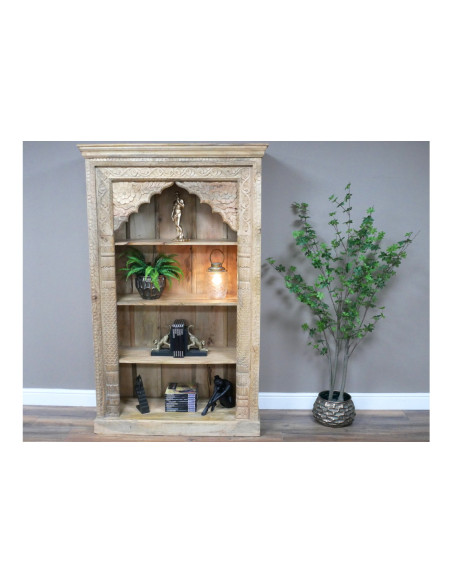 Bibliothèque en manguier sculpté style Oriental