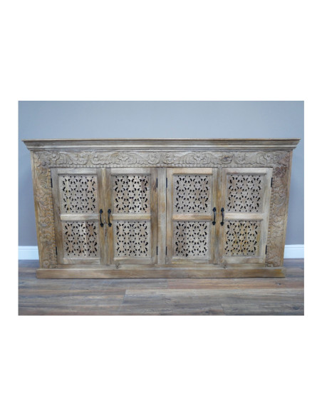 Buffet 4 portes en manguier sculpté et ajouré