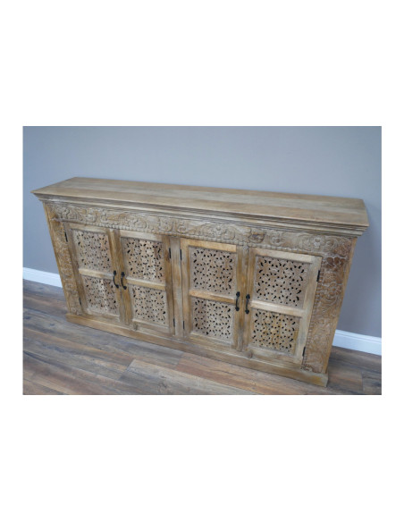 Buffet 4 portes en manguier sculpté et ajouré