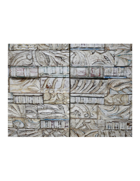 Armoire haute en manguier sculptée blanchie