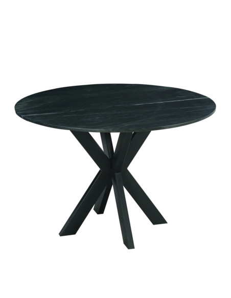Table ronde de repas en marbre noir avec piètement étoile en métal