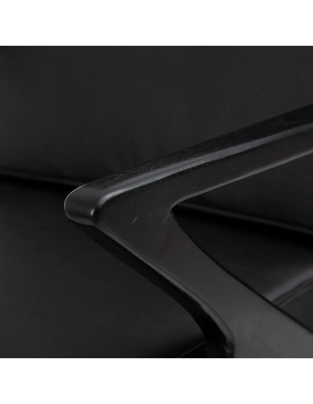 Fauteuil confortable noir en teck et cuir