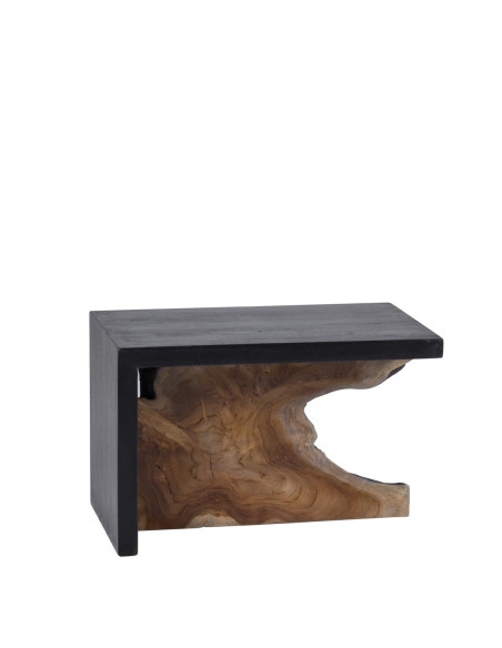 Table d'appoint racine de teck teinté noir