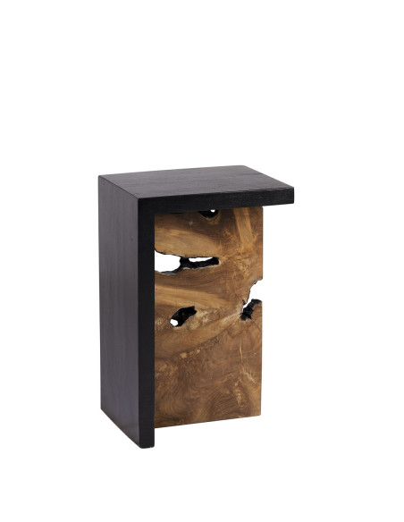 Table d'appoint racine de teck teinté noir