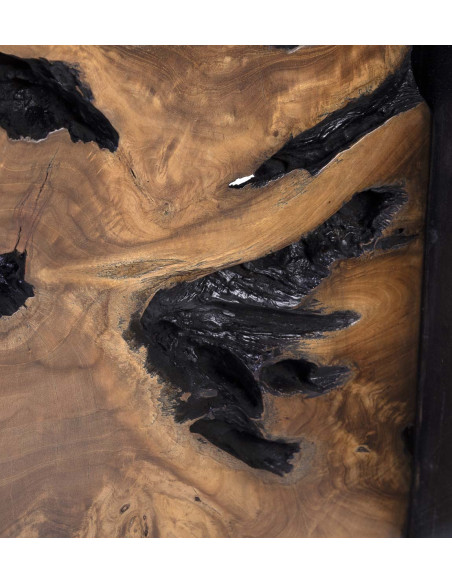 Table d'appoint racine de teck teinté noir